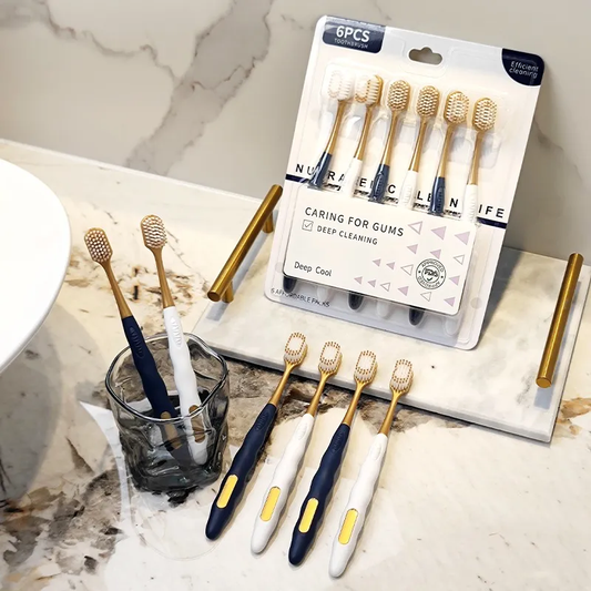 6pcs Toothbrushes Premium Soft Bristles Wide Head Home Travel Genuine Daily Use Adult