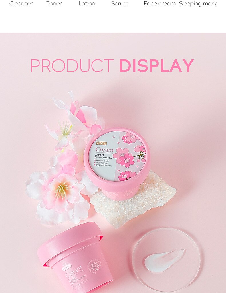 Japan Sakura Face Cream Whitening Anti Aging Shrink Pores Cosmetics Moisturizing Cherry Blossom Essence Facial Lotion Emulsions