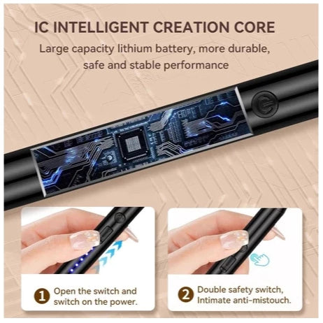 USB Electric Rechargeable Kitchen Lighter Windproof LED Plasma Arc Flameless Candle