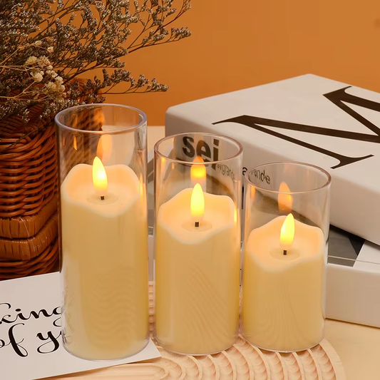 Electronic Candle Light LED Swing Simulation Glass