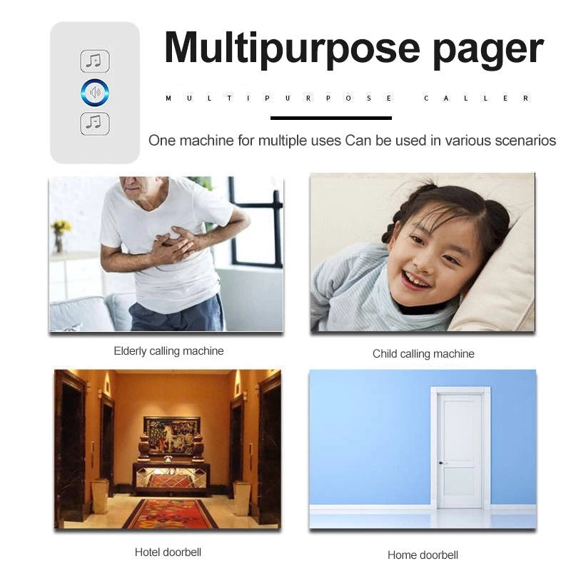 Wireless Doorbell Smart Home Door Bell Waterproof With 62 Ringtones Hole Free Installation For Home