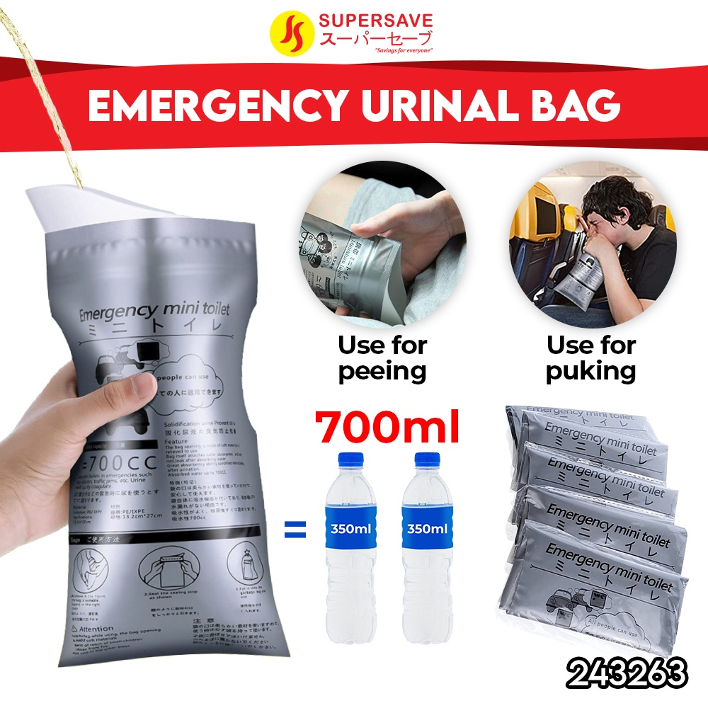 700ML Emergency Pee Bag Portable Disposable Unisex Toilet Bag for Travel