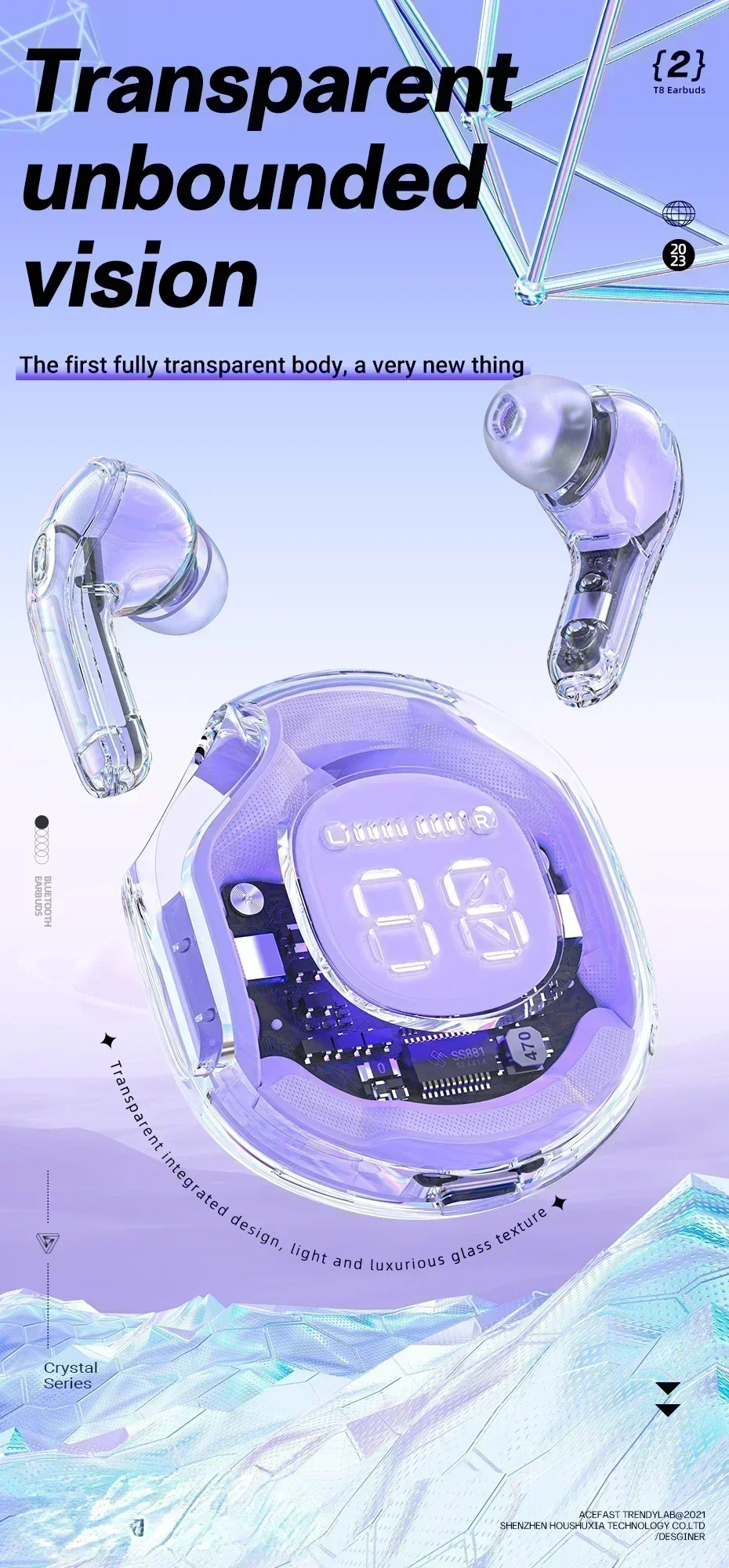 Crystal Series Wireless Earphone Bluetooth