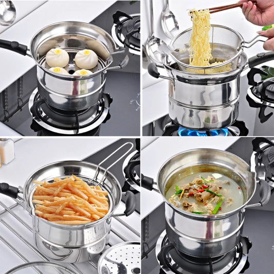 Multifunction Pot 3 in 1 Stainless Steam and Deep Frying Cooking Pot with Boil Basket