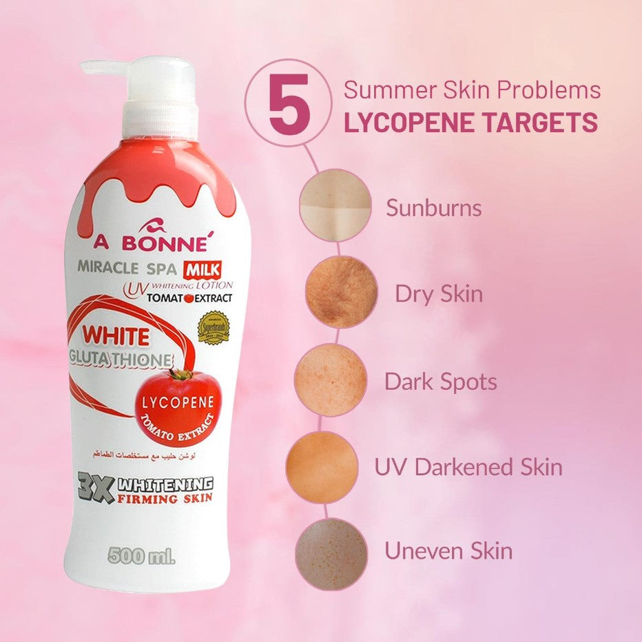 A Bonné Miracle Spa Milk Uv Whitening Lotion Tomato Extract White Glutathione | 500ML