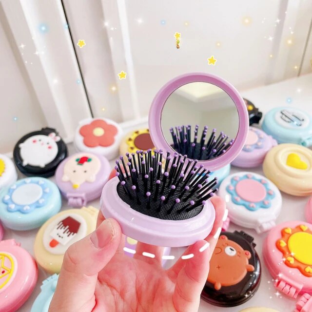 Korean Cute Hairbrush Comb with Mirror