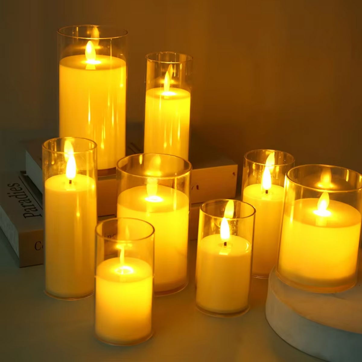 Electronic Candle Light LED Swing Simulation Glass