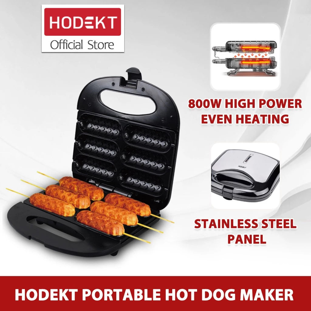 HODEKT Electric Hot Dog Maker Doughnut Sandwich Waffle Machine Breakfast Maker Double Sided Heating