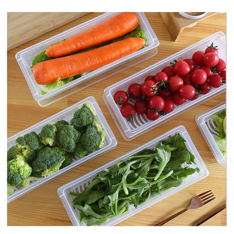 Hot Selling Kitchen Storage Box with Drain Pad Box For Refrigerator Seafood Food Fish Vegetable Fruit Drain Preservation