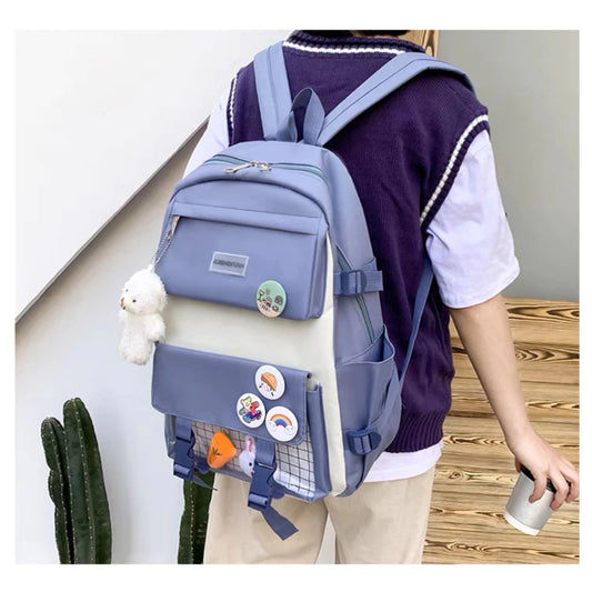JNK #2203 Multi-Purpose 4in1 School Backpack Canvas Student Backpack Unisex Bag