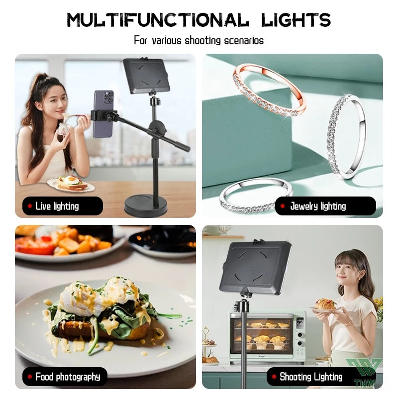 8inch USB Light LED Tripod Fill Lights Phone Stand For Vlogging Video Live Photography