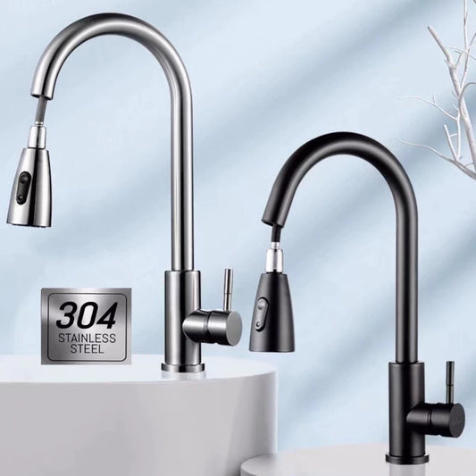 Modern Steel Single Handle 360 Degree Rotating Kitchen Sink Tap Desk Mounted Kitchen Faucets With Pull Down Sprayer