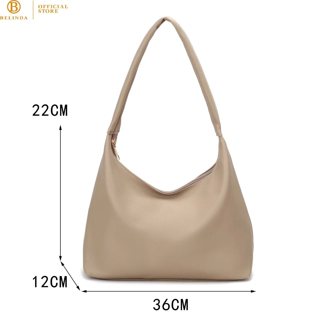 BELINDA Totebag For Woman Large Capacity PU Leather Waterproof Simple Fashion Shoulder Bag