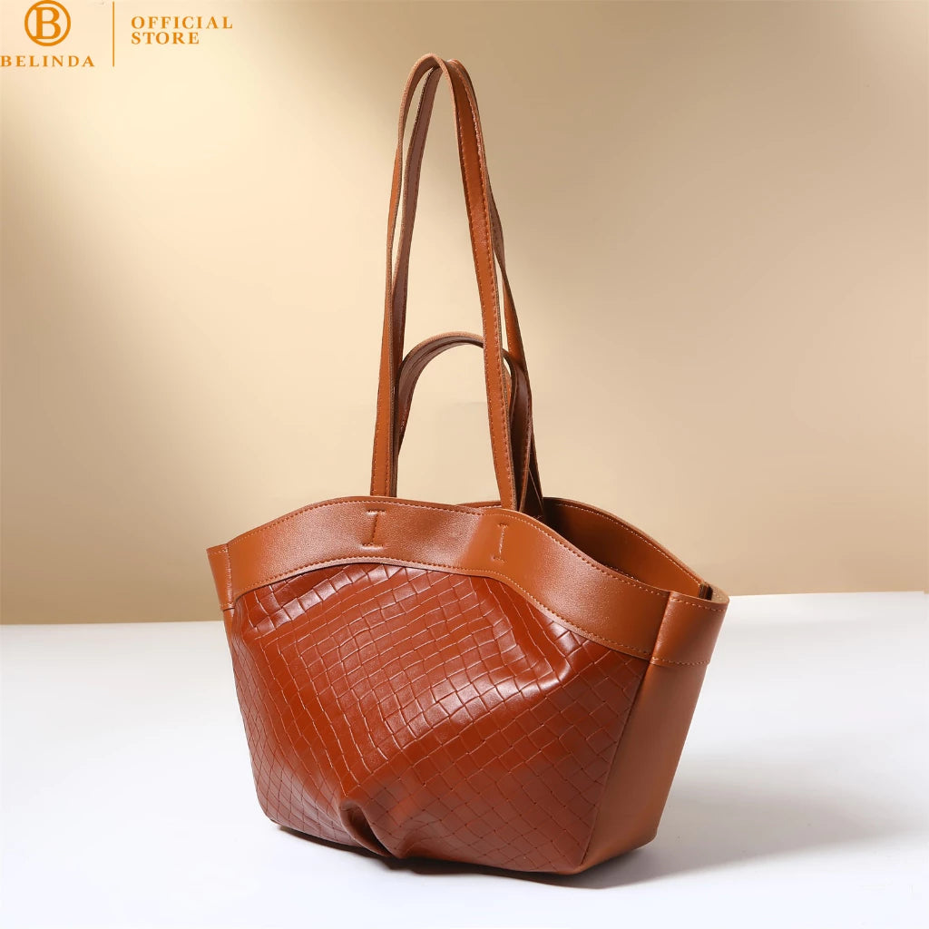 BELINDA Totebag For Woman Large Capacity PU Leather High-End Fashion School OL Shoulder Bag CP147