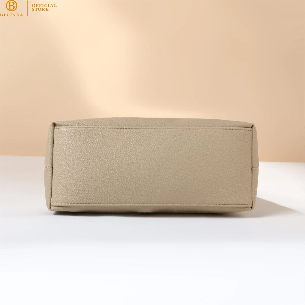 BELINDA Totebag For Woman Large Capacity PU Leather Waterproof Simple Fashion Shoulder Bag