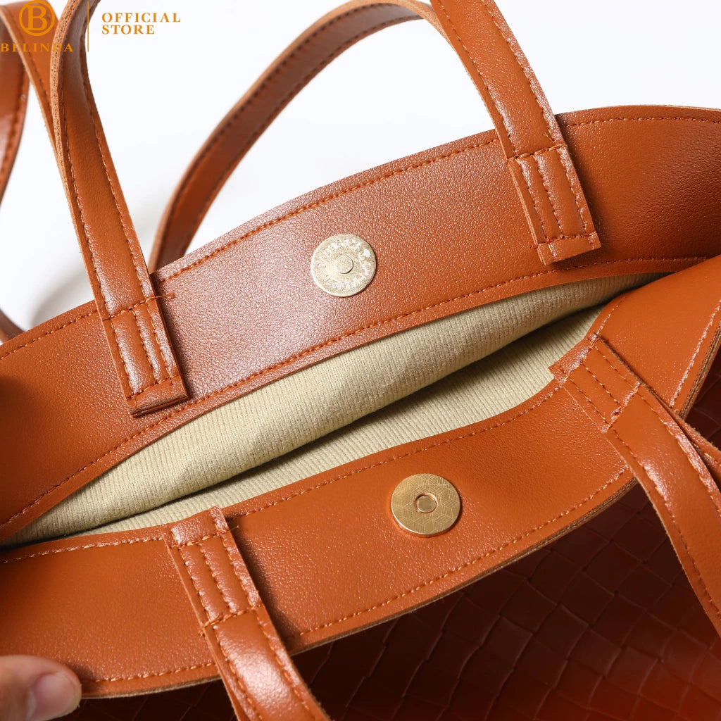 BELINDA Totebag For Woman Large Capacity PU Leather High-End Fashion School OL Shoulder Bag CP147
