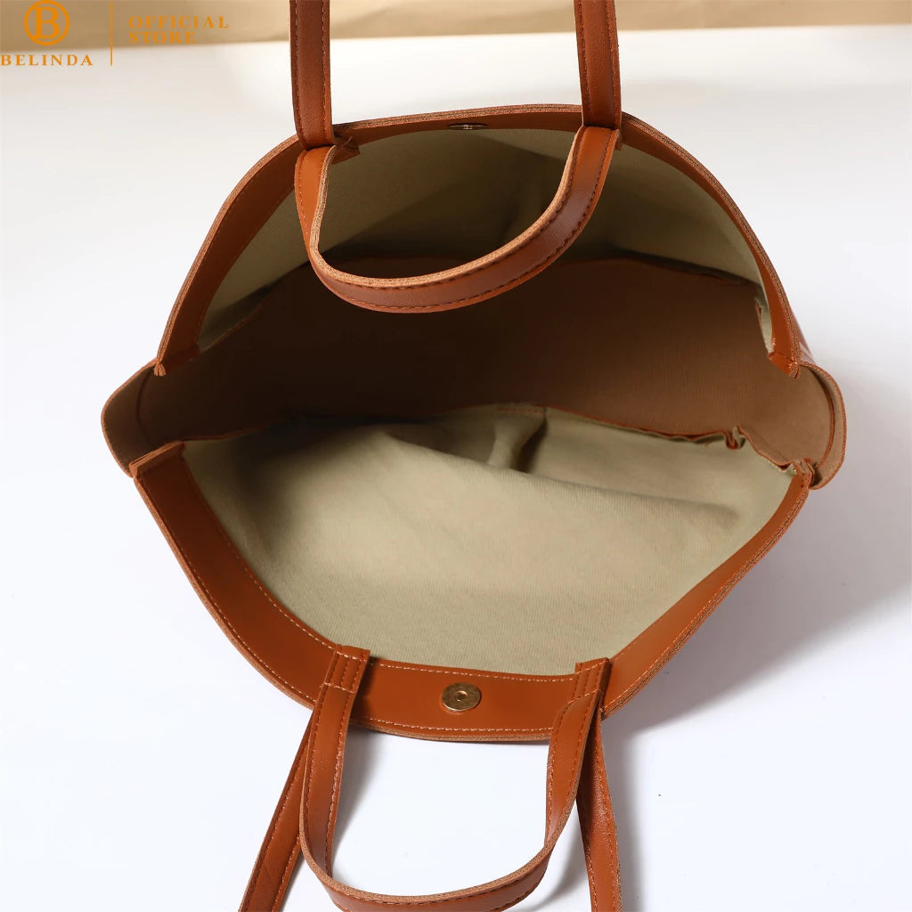 BELINDA Totebag For Woman Large Capacity PU Leather High-End Fashion School OL Shoulder Bag CP147