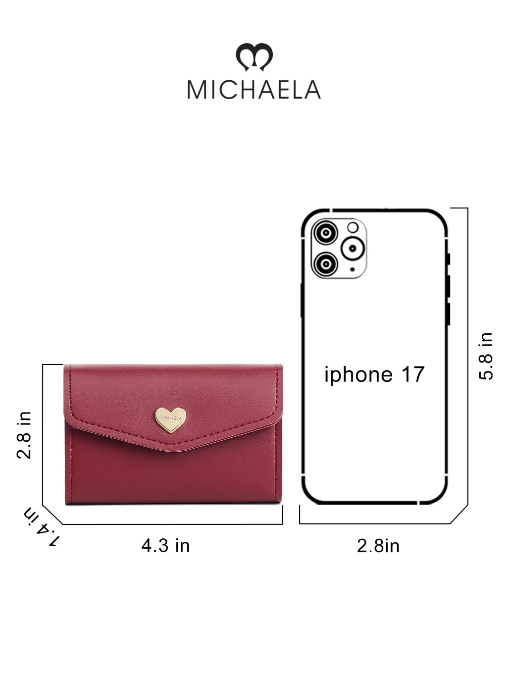 MICHAELA Heart Snap Small Wallet Stylish Multi Compartments Coin Purse