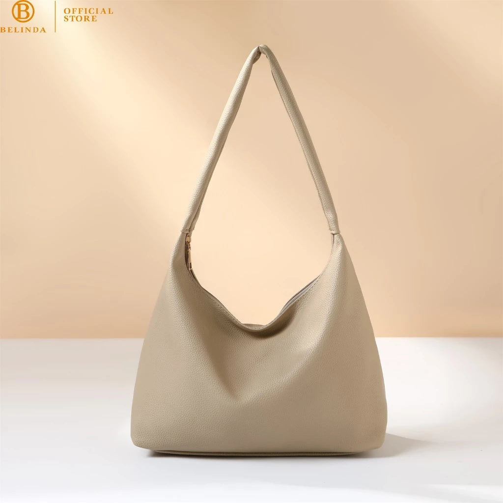 BELINDA Totebag For Woman Large Capacity PU Leather Waterproof Simple Fashion Shoulder Bag