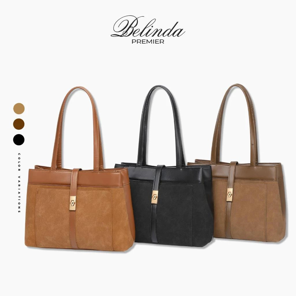 BELINDA PREMIER Large Capacity Vintage Tote Shoulder Bag Suede Furry Winter Autumn High-End