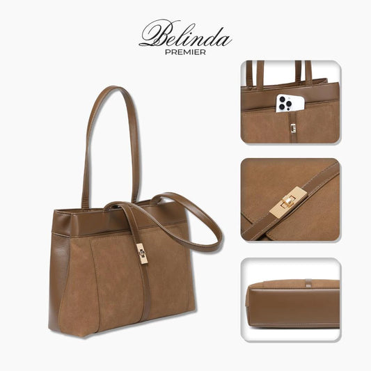 BELINDA PREMIER Large Capacity Vintage Tote Shoulder Bag Suede Furry Winter Autumn High-End