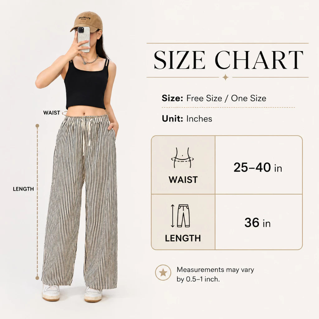 BUY 1 TAKE 1 Double-Pocket Women’s Vertical Stripe Straight-Leg Pants Slim Fit Casual Wear