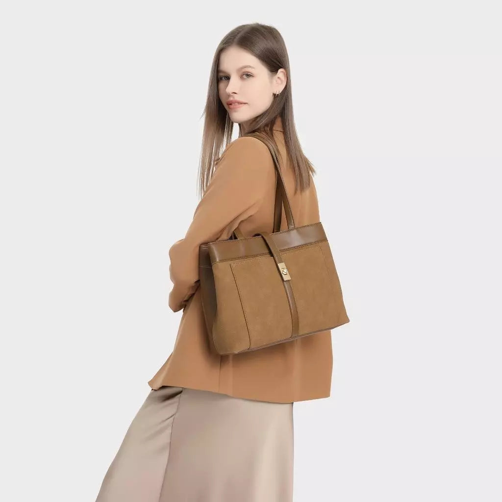 BELINDA PREMIER Large Capacity Vintage Tote Shoulder Bag Suede Furry Winter Autumn High-End