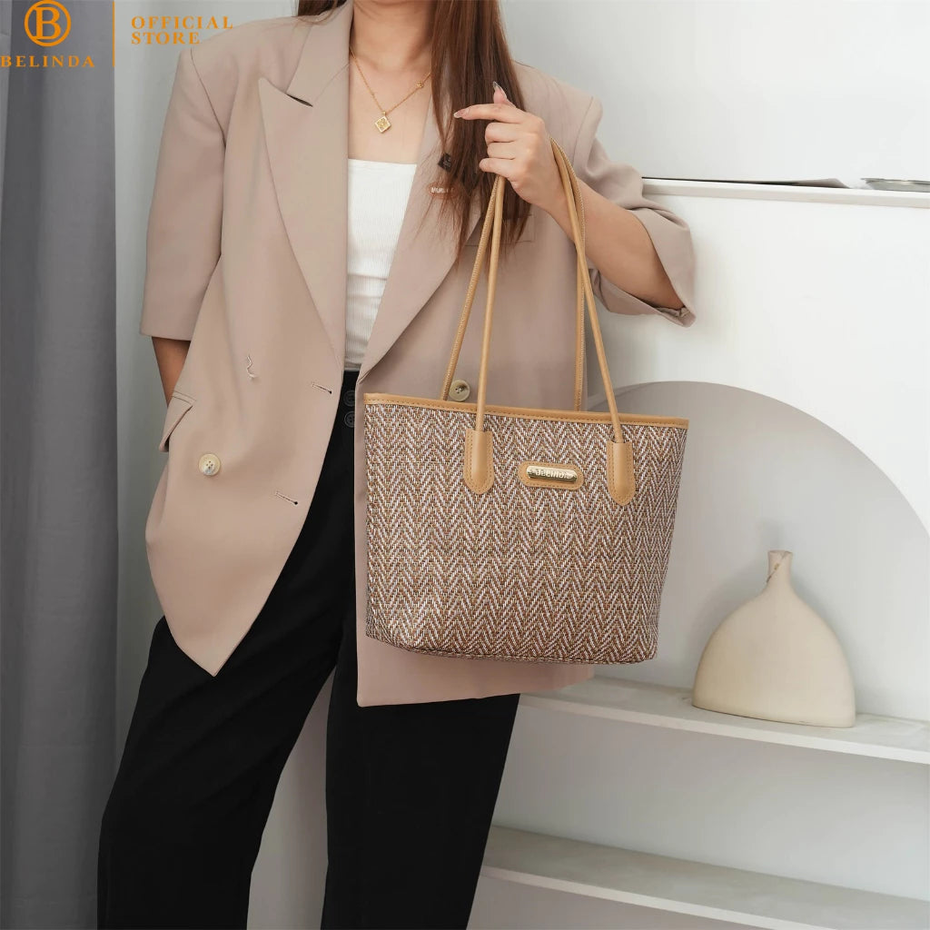 BELINDA Totebag For Woman Large Capacity Leather Office College Student School Shoulde Bag CP160