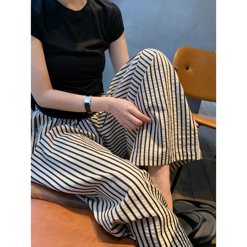 BUY 1 TAKE 1 Double-Pocket Women’s Vertical Stripe Straight-Leg Pants Slim Fit Casual Wear