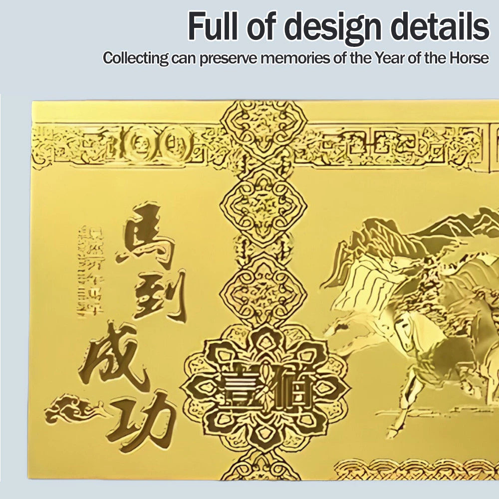 2026 Year of the Horse Money Gold Foil Money Lucky Charm for Wealth Prosperity Good Fortune Gift