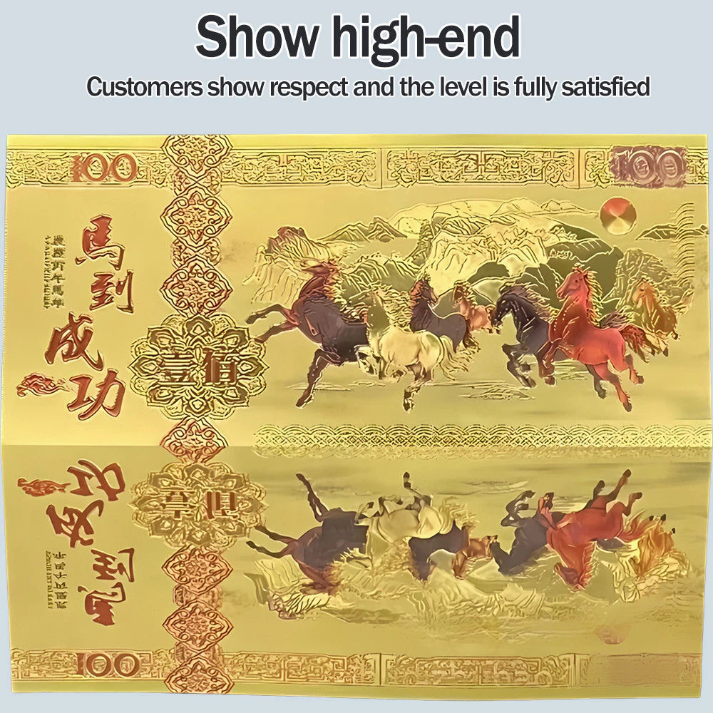 2026 Year of the Horse Money Gold Foil Money Lucky Charm for Wealth Prosperity Good Fortune Gift