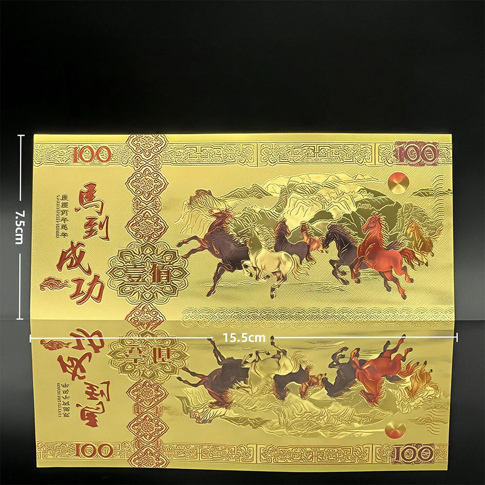 2026 Year of the Horse Money Gold Foil Money Lucky Charm for Wealth Prosperity Good Fortune Gift