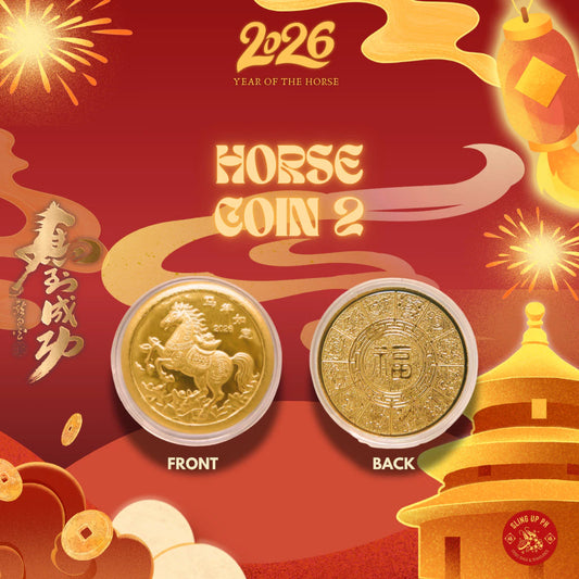 Lucky Charm 2026 Year Of The Horse Golden Lucky Coin With Red Pouch For Prosperity Gift